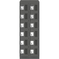 Assembled Lockerettes Clean Line Perforated Economy Lockers, 6 -tier, Bank of 2, 18" x 72" x 12", Steel Nia-Chem Ltd.