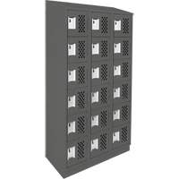 Assembled Lockerettes Clean Line Perforated Economy Lockers, 6 -tier, Bank of 3, 18" x 72" x 12", Steel Nia-Chem Ltd.