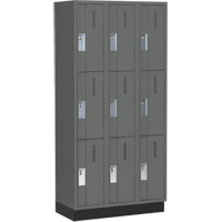 Concorde Heavy-Duty Lockers, 3 -tier, Bank of 3, 36" x 18" x 76", Steel, Charcoal, Welded (Assembled) Nia-Chem Ltd.