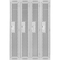 Clean Line Lockers, Bank of 4, 48" x 15" x 72", Steel, Grey, Rivet (Assembled), Perforated Nia-Chem Ltd.