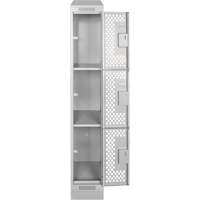 Clean Line Lockers, 3 -tier, 12" x 12" x 72", Steel, Grey, Rivet (Assembled), Perforated Nia-Chem Ltd.