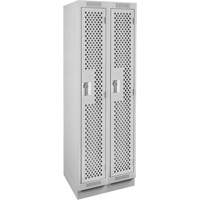 Clean Line Lockers, Bank of 2, 24" x 15" x 76", Steel, Grey, Rivet (Assembled), Perforated Nia-Chem Ltd.