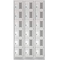Assembled Lockerettes Clean Line Perforated Economy Lockers, 6 -tier, Bank of 3, 18" x 72" x 12", Steel Nia-Chem Ltd.