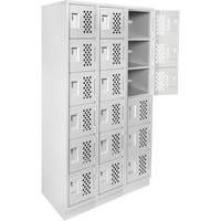 Assembled Lockerettes Clean Line Perforated Economy Lockers, 6 -tier, Bank of 3, 18" x 72" x 12", Steel Nia-Chem Ltd.