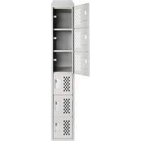Assembled Lockerettes Clean Line Perforated Economy Lockers, 6 -tier, 18" x 72" x 12", Steel Nia-Chem Ltd.