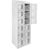 Assembled Lockerettes Clean Line Perforated Economy Lockers, 6 -tier, Bank of 2, 18" x 72" x 12", Steel Nia-Chem Ltd.