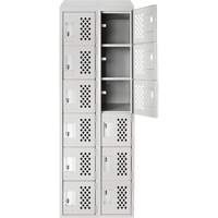 Assembled Lockerettes Clean Line Perforated Economy Lockers, 6 -tier, Bank of 2, 18" x 72" x 12", Steel Nia-Chem Ltd.