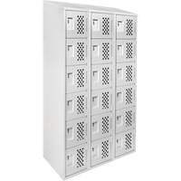 Assembled Lockerettes Clean Line Perforated Economy Lockers, 6 -tier, Bank of 3, 18" x 72" x 12", Steel Nia-Chem Ltd.