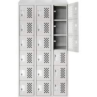 Assembled Lockerettes Clean Line Perforated Economy Lockers, 6 -tier, Bank of 3, 18" x 72" x 12", Steel Nia-Chem Ltd.