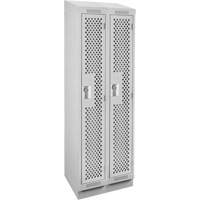 Clean Line Lockers, Bank of 2, 24" x 15" x 82", Steel, Grey, Rivet (Assembled), Perforated Nia-Chem Ltd.