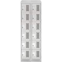 Assembled Lockerettes Clean Line Perforated Economy Lockers, 6 -tier, Bank of 2, 18" x 72" x 12", Steel Nia-Chem Ltd.