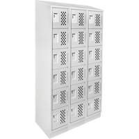 Assembled Lockerettes Clean Line Perforated Economy Lockers, 6 -tier, Bank of 3, 18" x 72" x 12", Steel Nia-Chem Ltd.