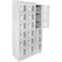Assembled Lockerettes Clean Line Perforated Economy Lockers, 6 -tier, Bank of 3, 18" x 72" x 12", Steel Nia-Chem Ltd.