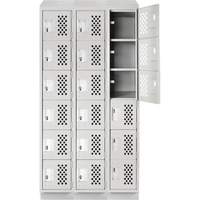 Assembled Lockerettes Clean Line Perforated Economy Lockers, 6 -tier, Bank of 3, 18" x 72" x 12", Steel Nia-Chem Ltd.