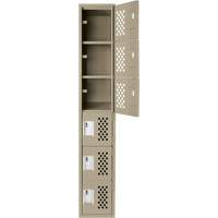 Assembled Lockerettes Clean Line Perforated Economy Lockers, 6 -tier, 18" x 72" x 12", Steel Nia-Chem Ltd.