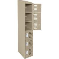 Assembled Lockerettes Clean Line Perforated Economy Lockers, 6 -tier, 18" x 72" x 12", Steel Nia-Chem Ltd.