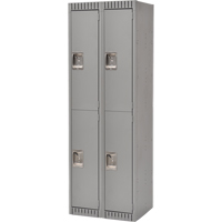 Lockers, 2 -tier, Bank of 2, 24" x 18" x 72", Steel, Grey, Knocked Down Nia-Chem Ltd.