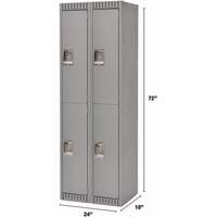 Lockers, 2 -tier, Bank of 2, 24" x 18" x 72", Steel, Grey, Knocked Down Nia-Chem Ltd.