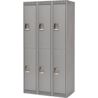 Lockers, 2 -tier, Bank of 3, 36" x 18" x 72", Steel, Grey, Rivet (Assembled) Nia-Chem Ltd.