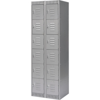 Lockers, 6 -tier, Bank of 2, 24" x 18" x 72", Steel, Grey, Knocked Down Nia-Chem Ltd.
