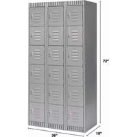 Lockers, 6 -tier, Bank of 3, 36" x 18" x 72", Steel, Grey, Knocked Down Nia-Chem Ltd.