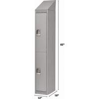 Lockers, 2 -tier, 12" x 18" x 82", Steel, Grey, Knocked Down Nia-Chem Ltd.