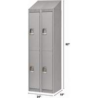 Casiers, 2 niveaux, Bloc de 2, 24" x 18" x 82", Acier, Gris, D&eacute;mont&eacute; Nia-Chem Ltd.