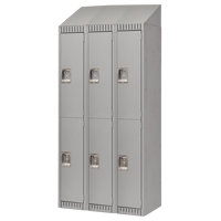 Casiers, 2 niveaux, Bloc de 3, 36" x 18" x 82", Acier, Gris, D&eacute;mont&eacute; Nia-Chem Ltd.