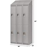 Casiers, 2 niveaux, Bloc de 3, 36" x 18" x 82", Acier, Gris, D&eacute;mont&eacute; Nia-Chem Ltd.
