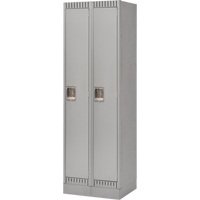 Lockers, Bank of 2, 24" x 18" x 76", Steel, Grey, Knocked Down Nia-Chem Ltd.