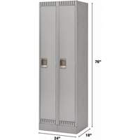 Lockers, Bank of 2, 24" x 18" x 76", Steel, Grey, Knocked Down Nia-Chem Ltd.
