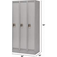 Lockers, Bank of 3, 36" x 18" x 76", Steel, Grey, Knocked Down Nia-Chem Ltd.