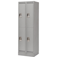 Lockers, 2 -tier, Bank of 2, 24" x 18" x 76", Steel, Grey, Knocked Down Nia-Chem Ltd.