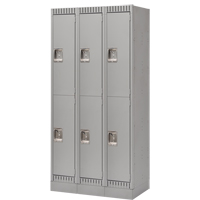 Lockers, 2 -tier, Bank of 3, 36" x 18" x 76", Steel, Grey, Knocked Down Nia-Chem Ltd.