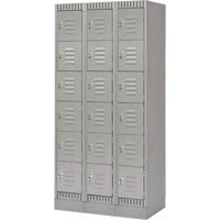 Lockers, 6 -tier, Bank of 3, 36" x 18" x 76", Steel, Grey, Knocked Down Nia-Chem Ltd.
