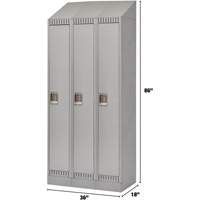 Lockers, Bank of 3, 36" x 18" x 86", Steel, Grey, Knocked Down Nia-Chem Ltd.