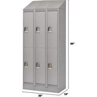 Lockers, 2 -tier, Bank of 3, 36" x 18" x 86", Steel, Grey, Knocked Down Nia-Chem Ltd.