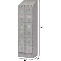 Lockers, 6 -tier, Bank of 2, 24" x 18" x 86", Steel, Grey, Knocked Down Nia-Chem Ltd.