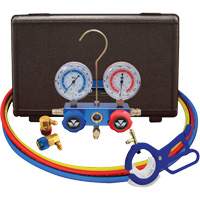 Automotive R134A 2-Way Manifold Gauge Set with 3-In-1 Side Mount Can Tap Valve Nia-Chem Ltd.
