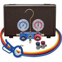 Automotive Manifold Gauge Set with Manual Couplers & 3-in-1 Side Mount Can Tap Valve Nia-Chem Ltd.