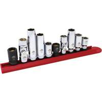 Jeu de douilles chrom&eacute;es avec rail, 10 Morceaux, Prise de 1/4"/3/8" Nia-Chem Ltd.