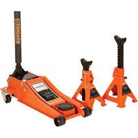 Low Profile Service Jack with Safety Stands, 3 Ton(s) Capacity, 2-19/20" Lowered, 19-9/10" Raised, Manual Hydraulic Nia-Chem Ltd.