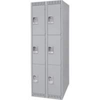 Lockers, 3 -tier, Bank of 2, 24" x 18" x 72", Steel, Grey, Knocked Down FN473 | Nia-Chem Ltd.