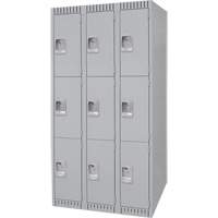 Lockers, 3 -tier, Bank of 3, 36" x 18" x 72", Steel, Grey, Knocked Down FN474 | Nia-Chem Ltd.