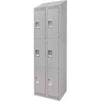 Lockers, 3 -tier, Bank of 2, 24" x 18" x 82", Steel, Grey, Knocked Down Nia-Chem Ltd.