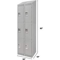 Lockers, 3 -tier, Bank of 2, 24" x 18" x 82", Steel, Grey, Knocked Down Nia-Chem Ltd.