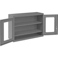 Armoire de rangement murale avec portes transparentes, 26-15/16" h x 35-7/8" la x 13-11/16" p, 2 tablettes, Acier, Gris Nia-Chem Ltd.
