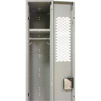 Vented Lockers, Bank of 3, 36 x 18" x 88", Steel, Grey, Knocked Down, Perforated Nia-Chem Ltd.
