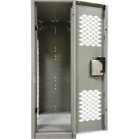 Vented Lockers, 2 -tier, Bank of 3, 36 x 18" x 88", Steel, Grey, Knocked Down, Perforated Nia-Chem Ltd.