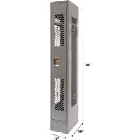 Vented Lockers, 12" x 18" x 78", Steel, Grey, Knocked Down, Perforated Nia-Chem Ltd.